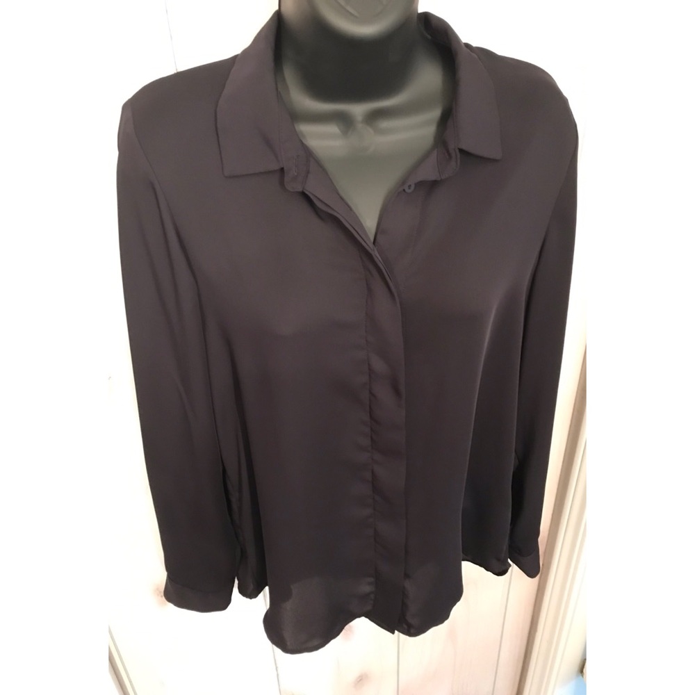 Navy button down blouse